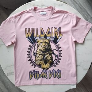 Vitae Vici Pink Leopard WILDGIRL Graphic T-shirt Nwt!